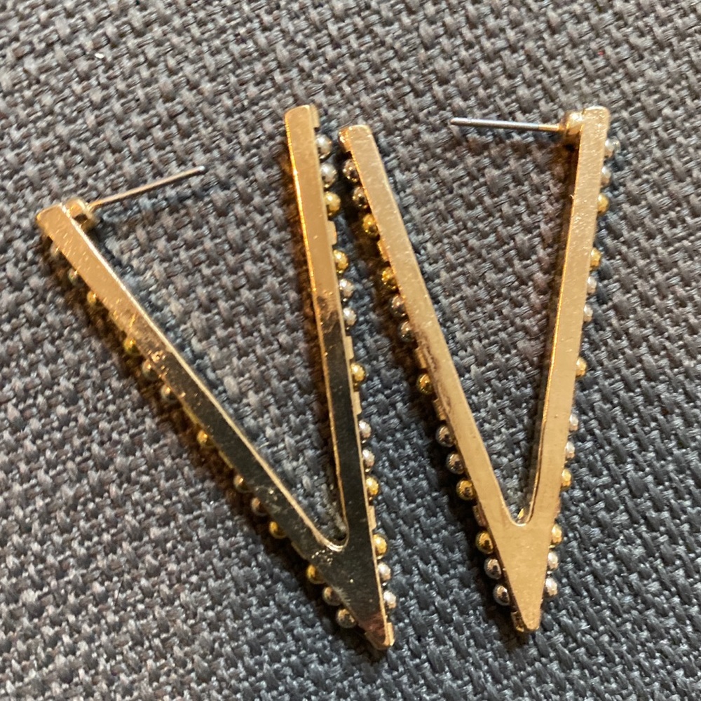 Triangle Gold And Silver Earrings